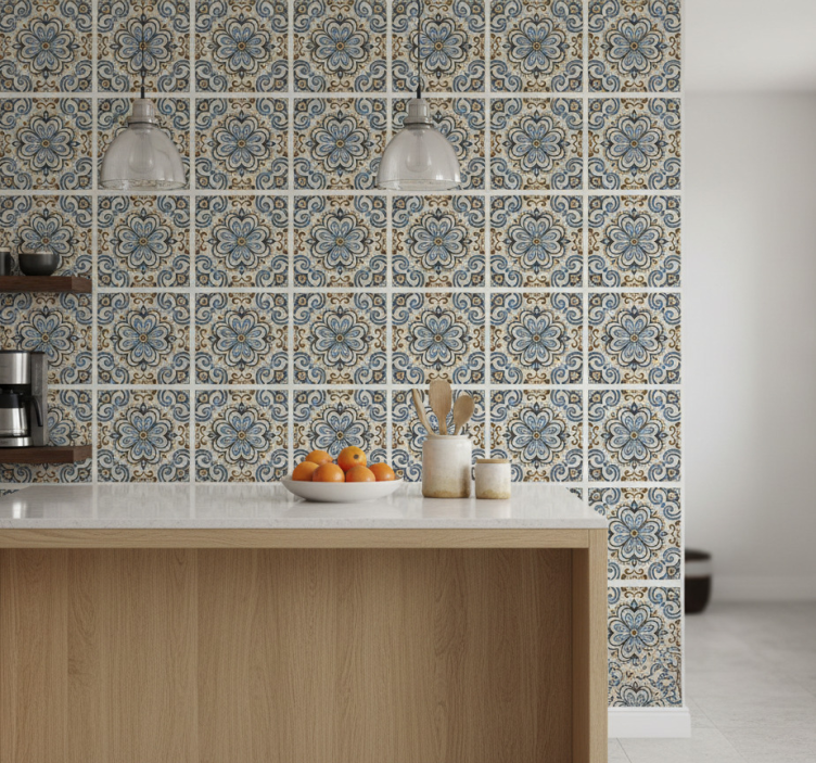 Tile wallpaper floral design - TenStickers