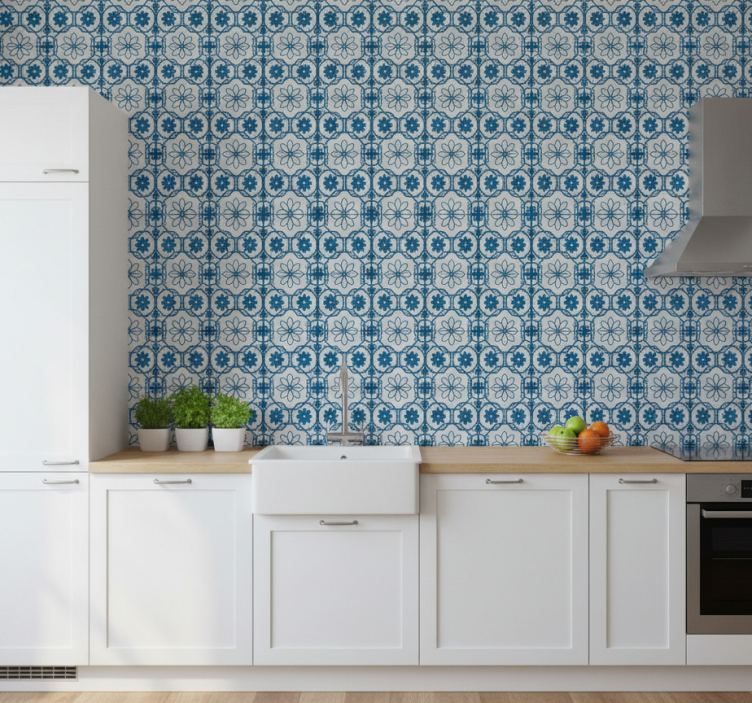 Tile wallpaper floral mosaic design - TenStickers