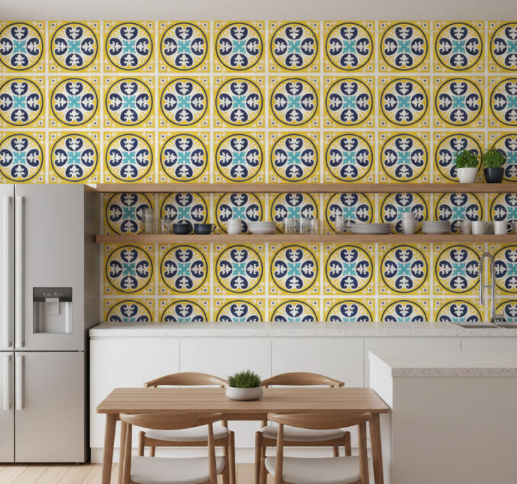 Tile wallpaper floral pattern ceramic design - TenStickers