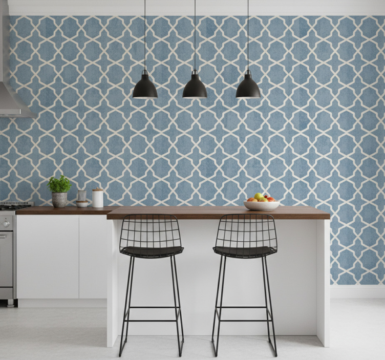 Tile wallpaper geometric blue pattern - TenStickers