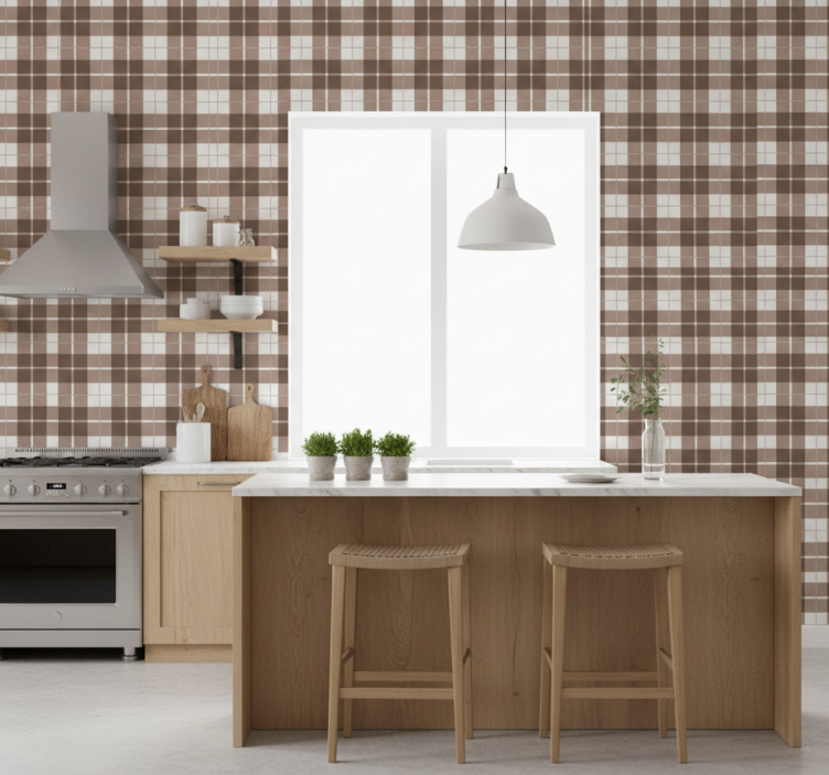 Tile wallpaper in earthy tones check - TenStickers