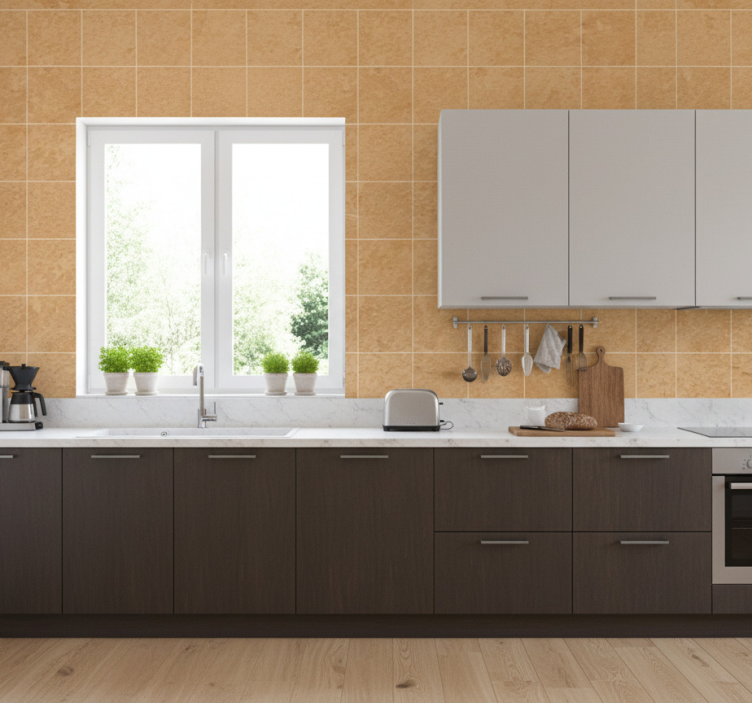 Tile wallpaper light beige squares - TenStickers