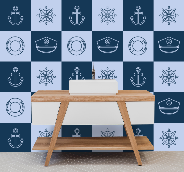 Tile wallpaper nautical tile design - TenStickers