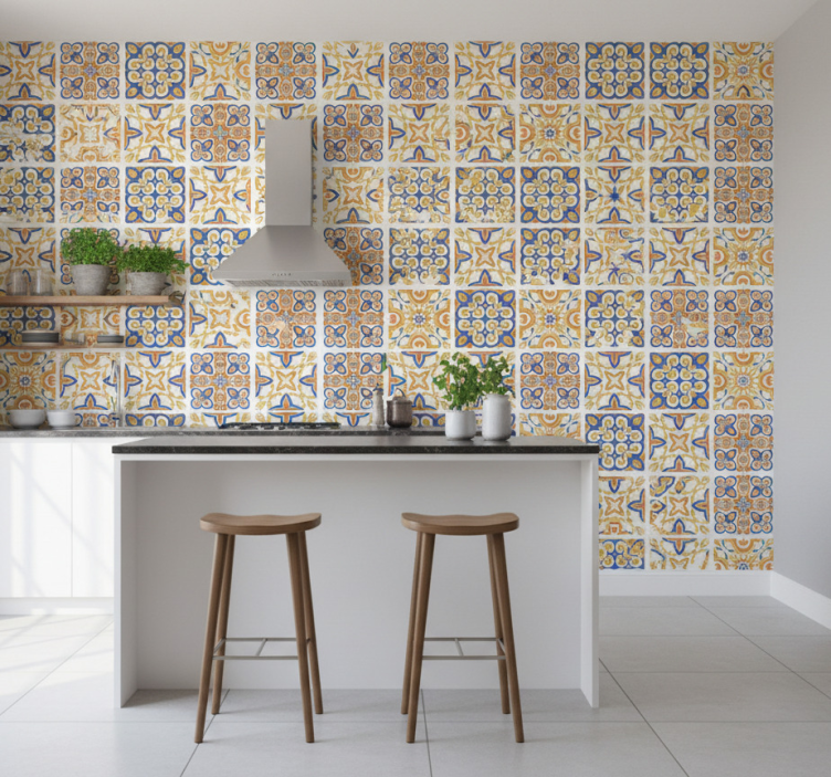 Tile wallpaper sicilian tiles - TenStickers