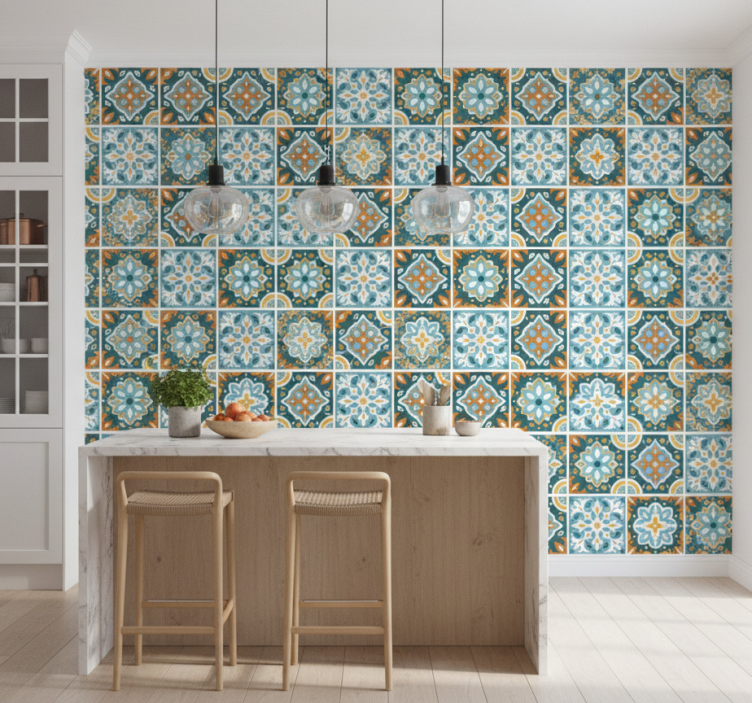Tile wallpaper with detailed floral designs - TenStickers