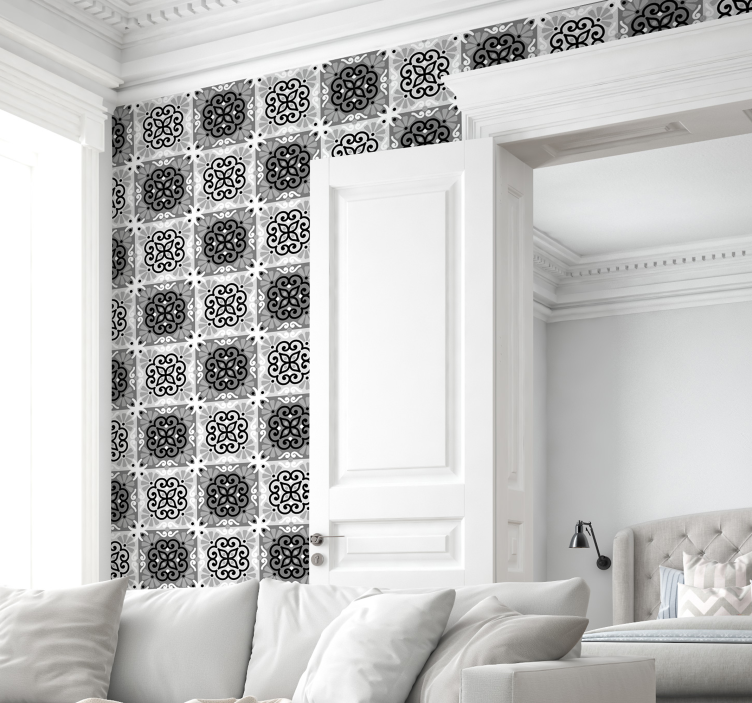 Tile wallpaper with ornate tile design - TenStickers