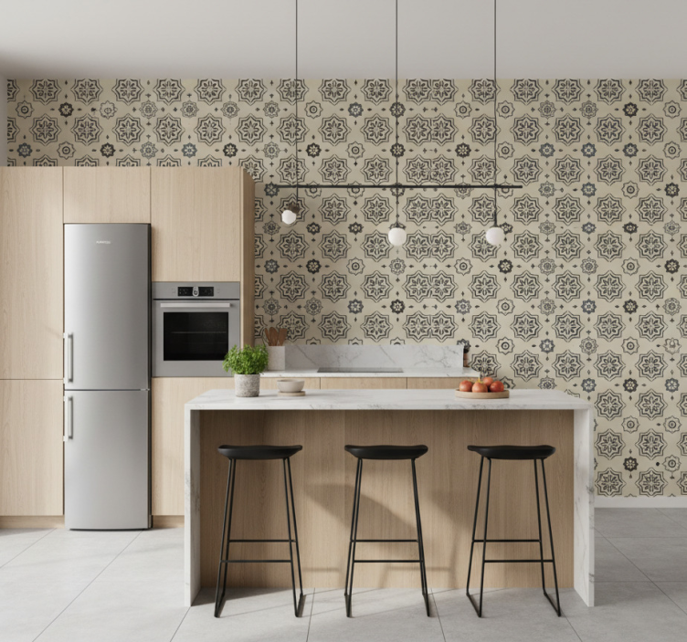 Tile wallpaper with patterned design - TenStickers
