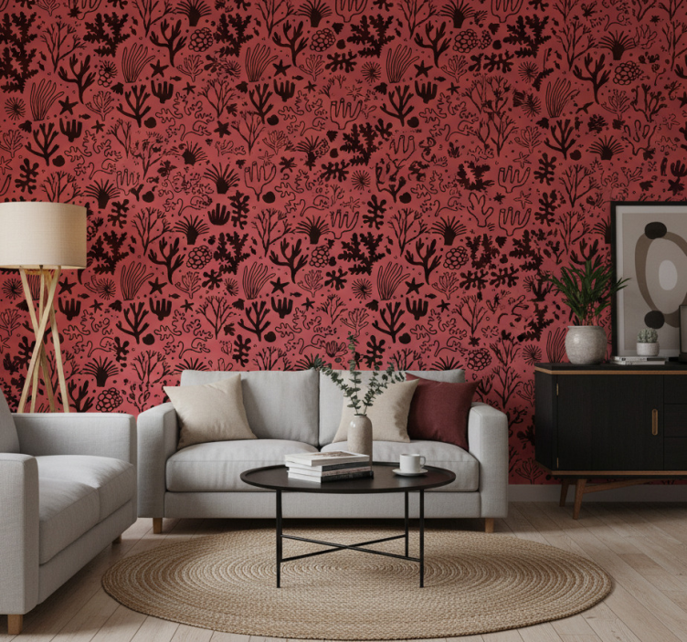 Tree wallpaper australian red and black leaves - TenStickers