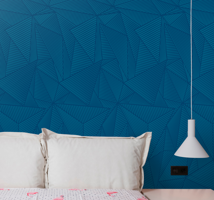 Blue geometric facets triangle wallpaper - TenStickers