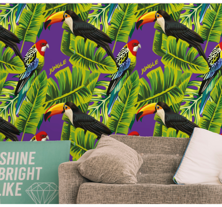 Tropical Bird Paradise parrots wallpaper - TenStickers