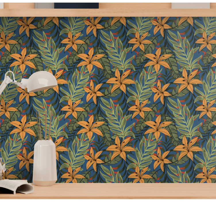 Tropical Floral Pattern flower wallpaper - TenStickers