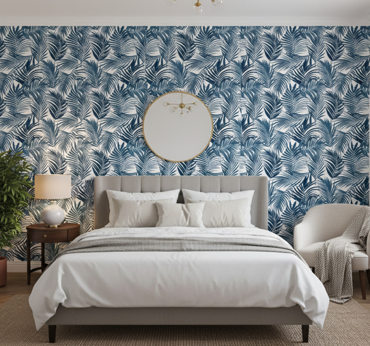 Tropical leaf components bedroom wallpaper - TenStickers