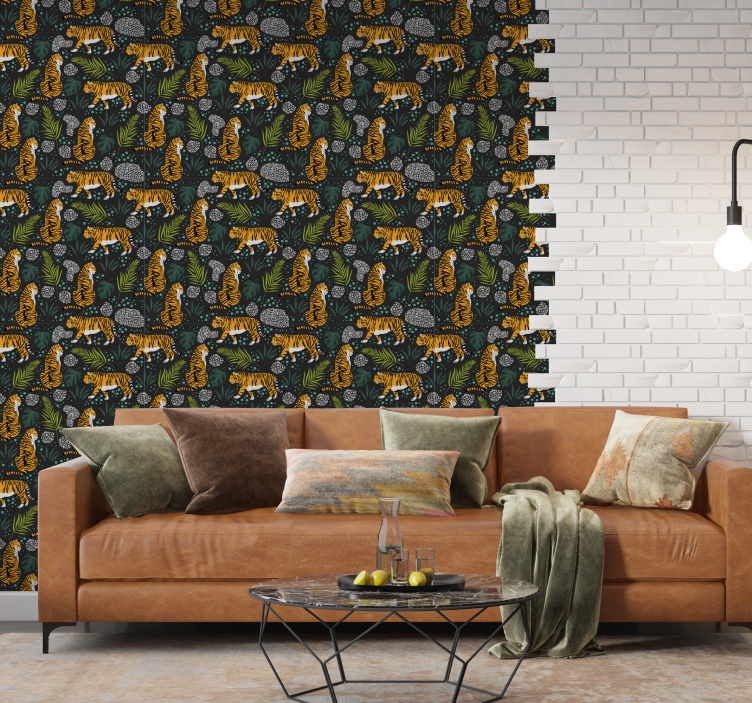 Tropical Tiger Pattern animal wallpaper - TenStickers