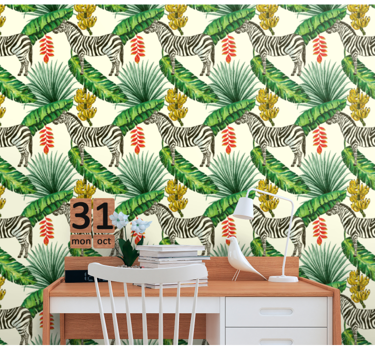 Tropical Zebra Print animal wallpaper - TenStickers