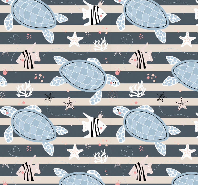 Underwater Turtle Scene fish wallpaper - TenStickers