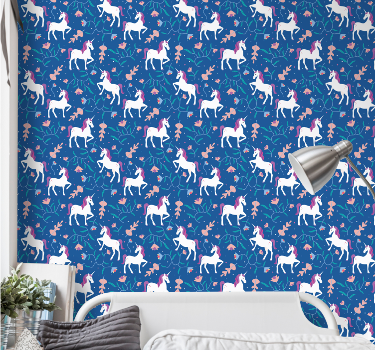 Unicorn Fantasy Pattern animal wallpaper - TenStickers