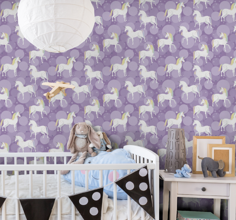 Unicorn pattern delight nursery wallpaper - TenStickers