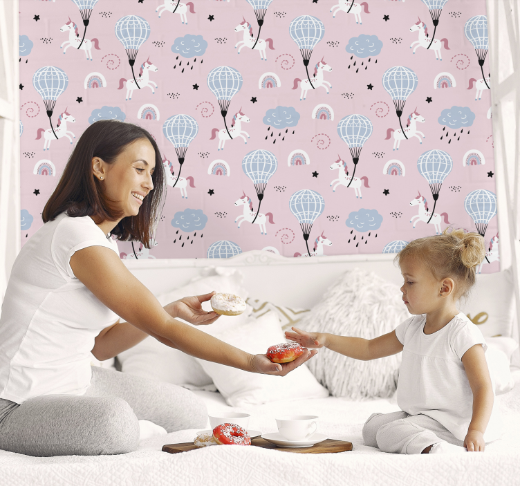Unicorns and balloons nursery wallpaper - TenStickers