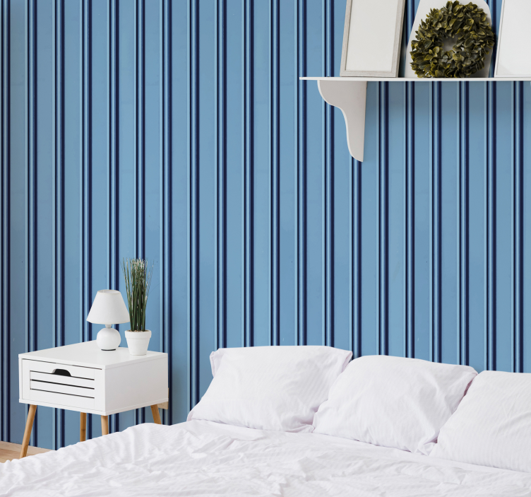 Vertical Blue Stripes textured wallpaper - TenStickers
