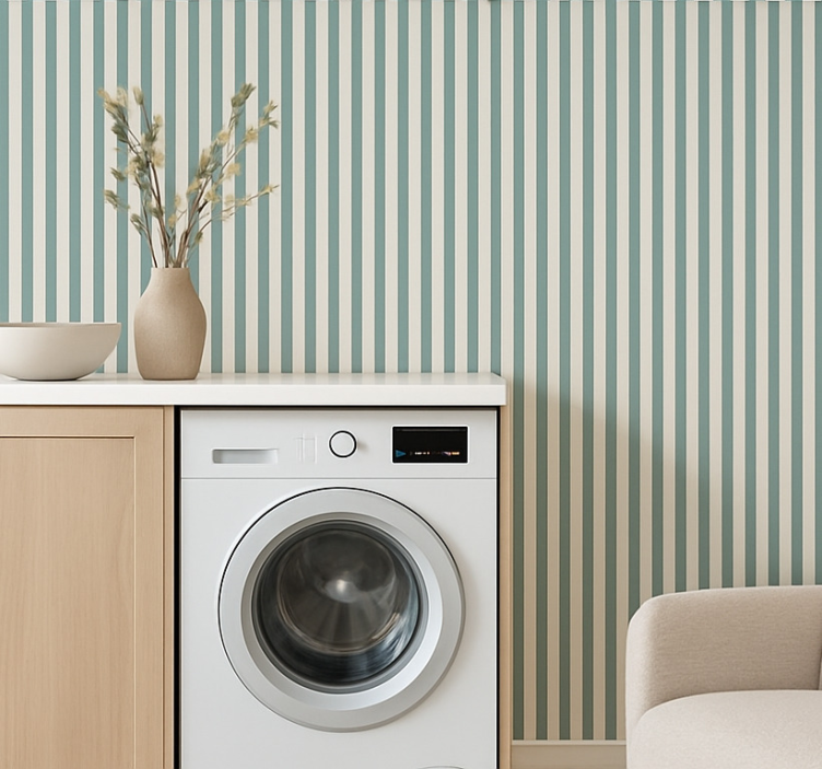 Vertical stripe wallpaper teal pinstripe - TenStickers