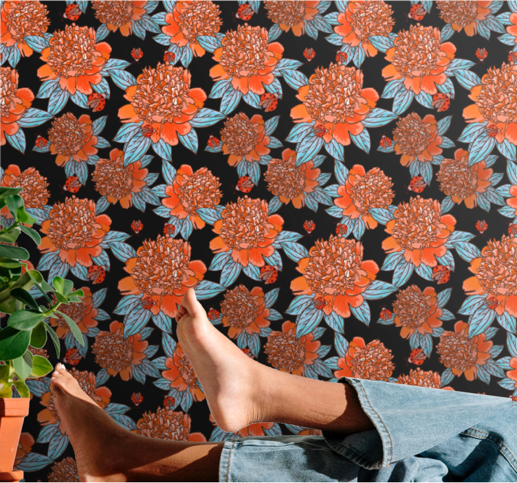 Vibrant Colorful Design flower wallpaper - TenStickers