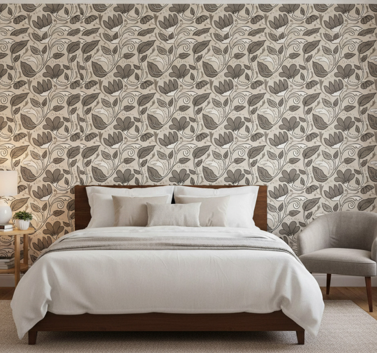 Vintage floral bedroom wallpaper - TenStickers