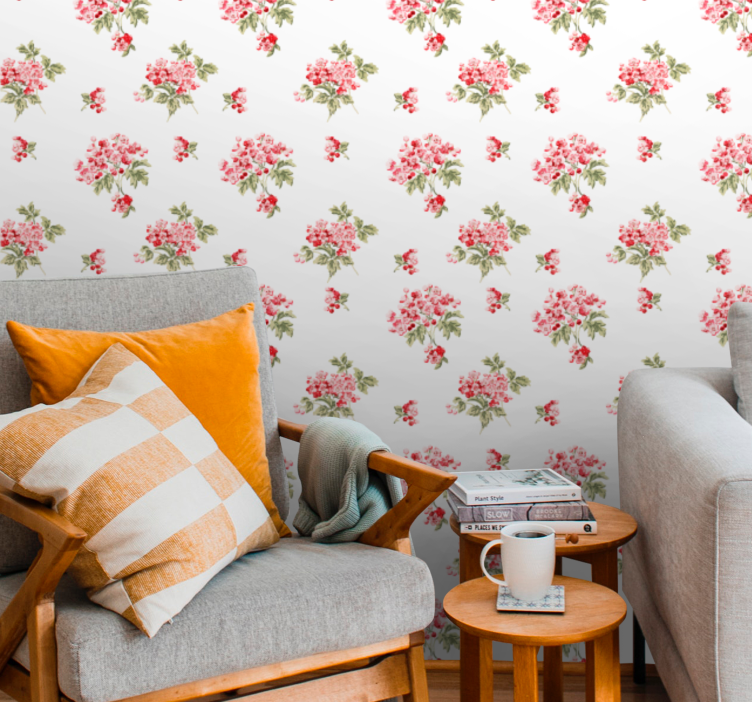 Vintage arrangements pattern flower wallpaper - TenStickers