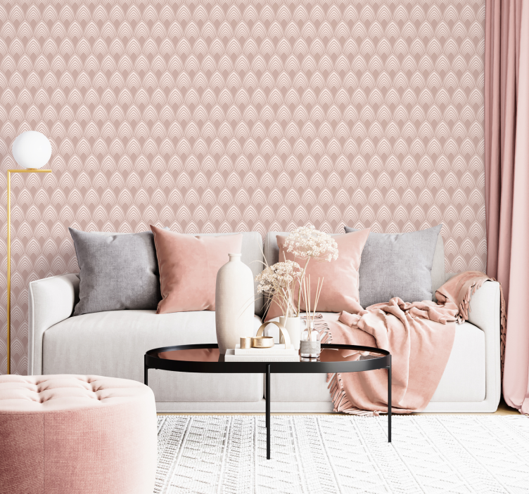 vintage geometric design pink wallpaper - TenStickers