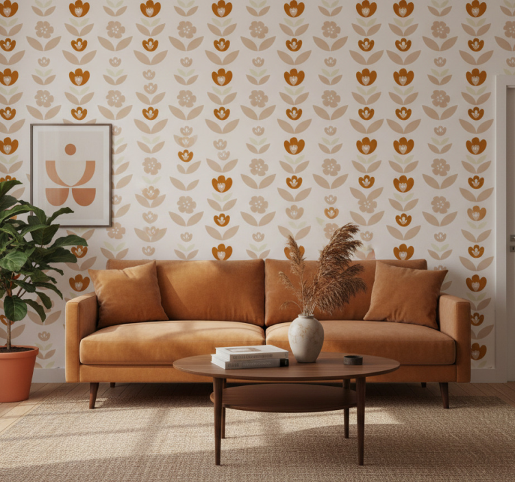 Vintage wallpaper 70s floral design - TenStickers