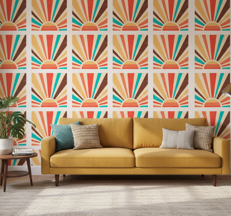 Vintage wallpaper abstract vintage sunset design - TenStickers