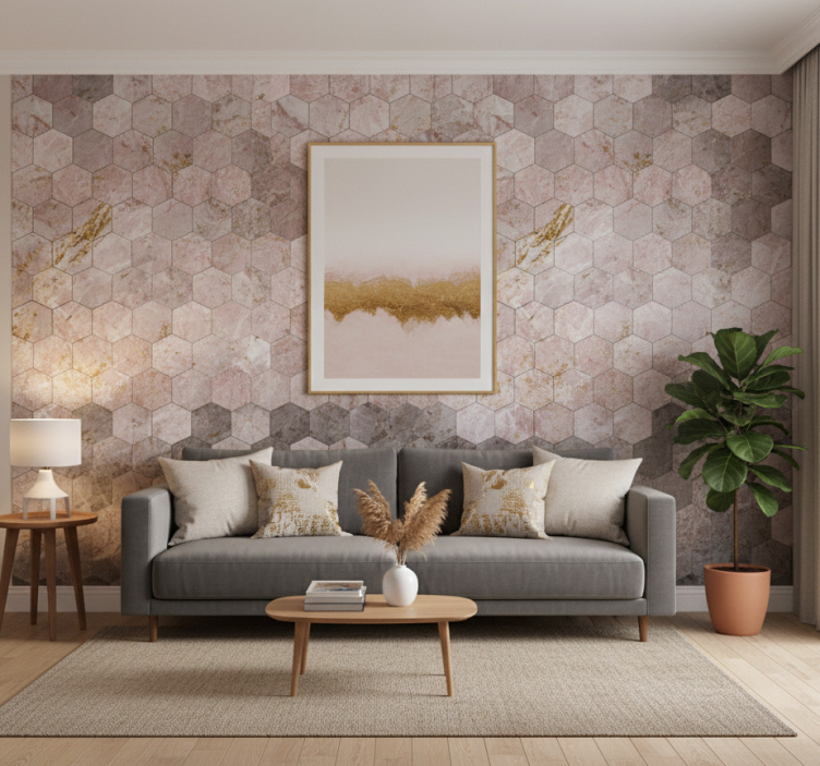 Vintage wallpaper hexagonal pattern ombre effect - TenStickers