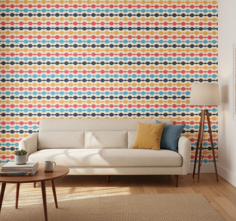 Vintage wallpaper in vibrant retro stripes - TenStickers