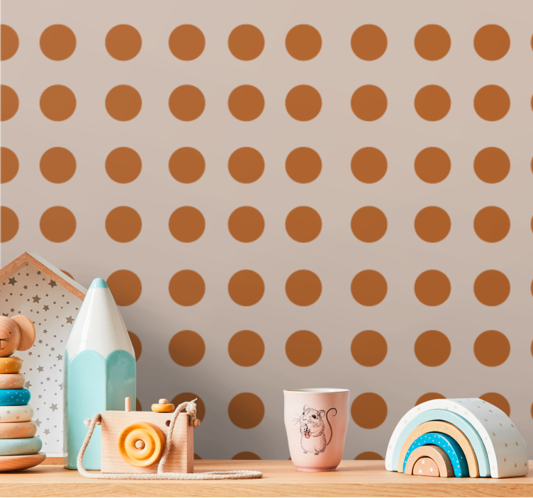 Warm shades polka dot wallpaper - TenStickers