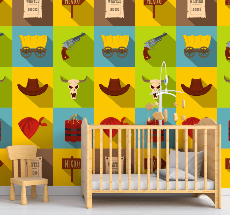 Western Theme Elements personalized wallpaper - TenStickers