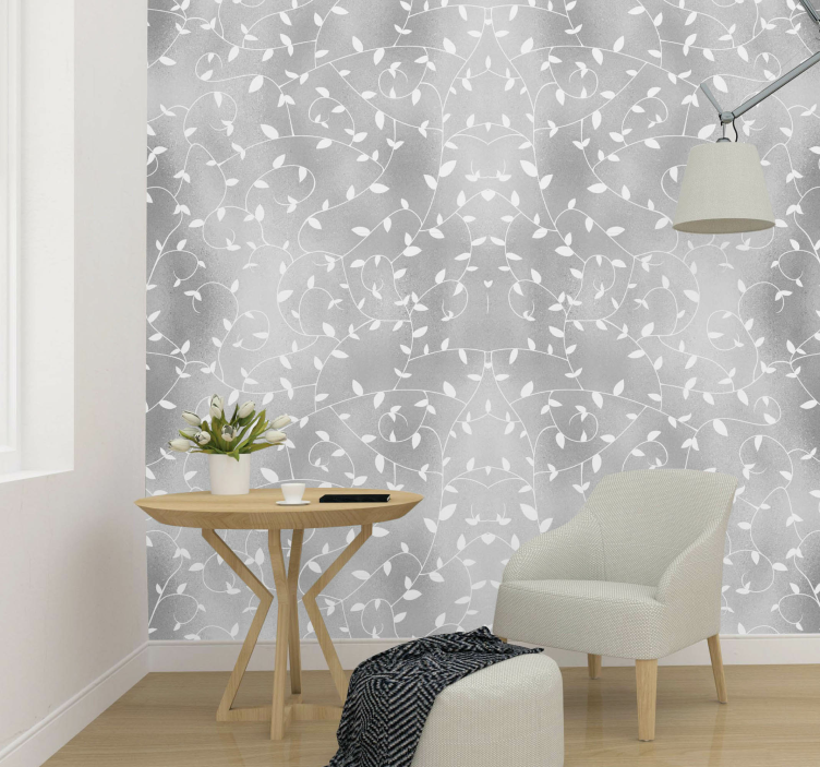 White Branches leaf wallpaper - TenStickers