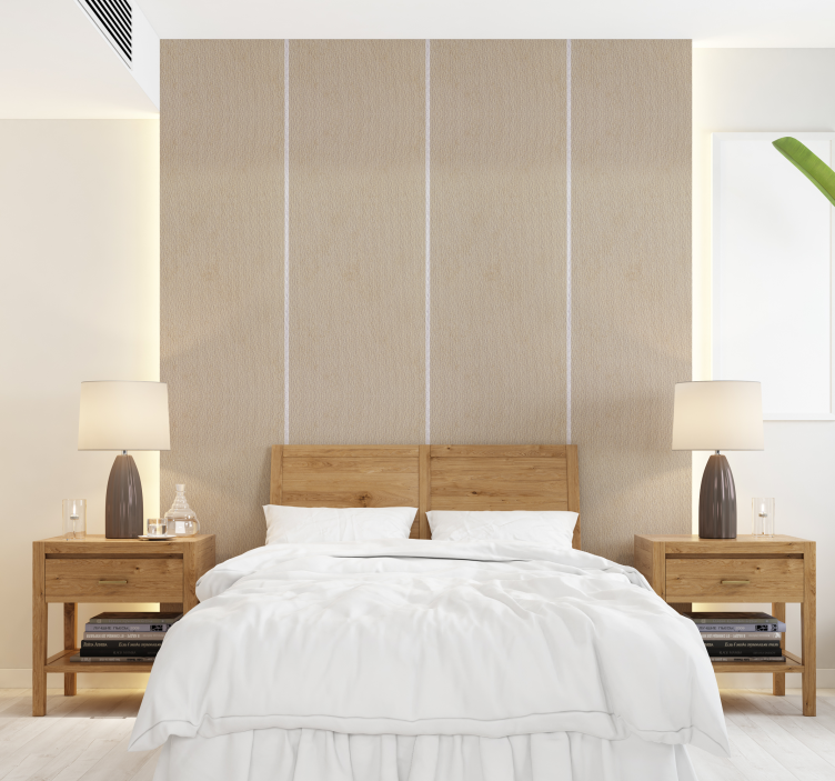 Wide stripes beige colour Headboard wallpaper - TenStickers