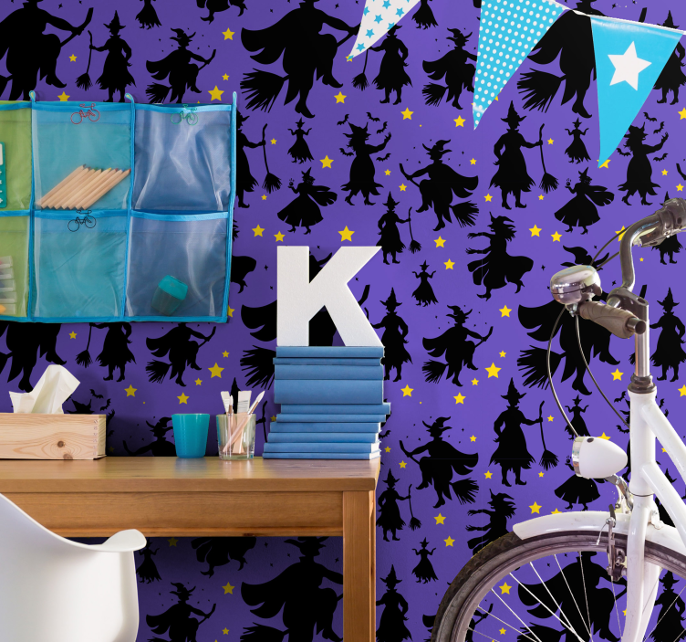 Witch Silhouettes halloween wallpaper - TenStickers