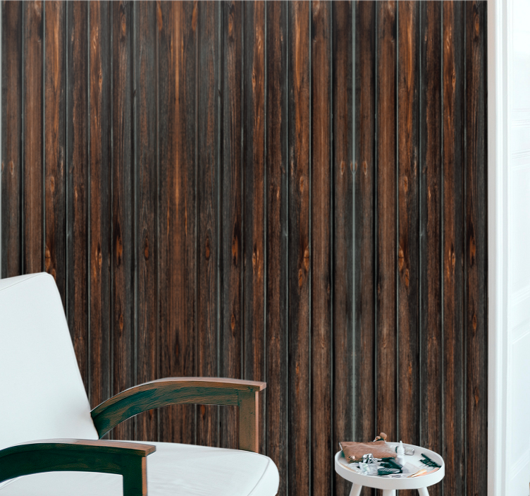 Wood style burnt black wood wallpaper - TenStickers