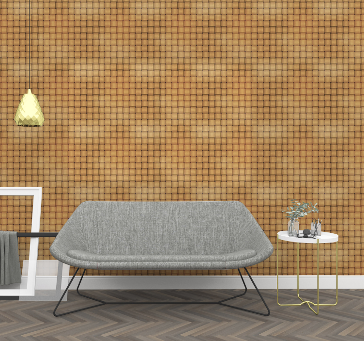 Wooden Grid Pattern wood effect  wallpaper - TenStickers