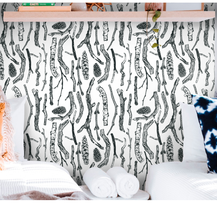 Woodland Sketches animal wallpaper - TenStickers