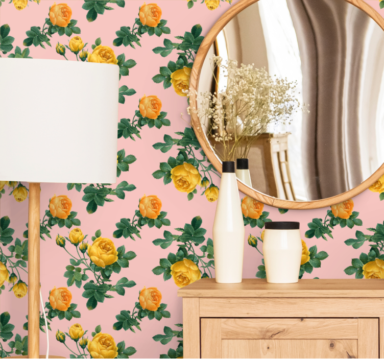 Yellow Rose Patterns flower wallpaper - TenStickers