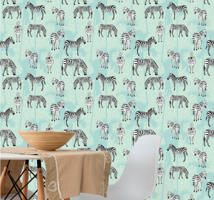 Zebra wallpaper with striking zebra patterns - TenStickers
