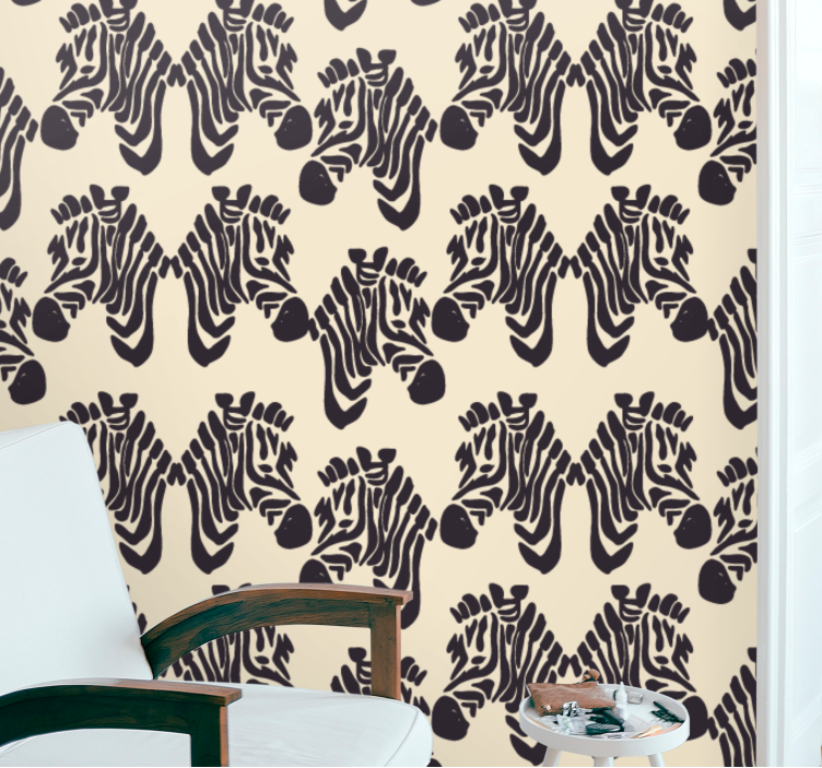 Zebra wallpaper with zebra pattern design - TenStickers