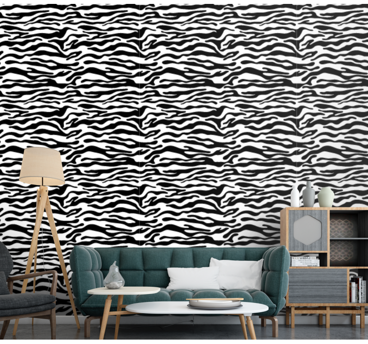 Zebra wallpaper with zebra stripe pattern - TenStickers