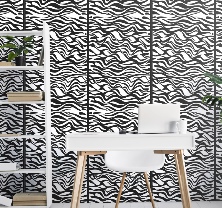 Zebra wallpaper with zebra stripes pattern - TenStickers