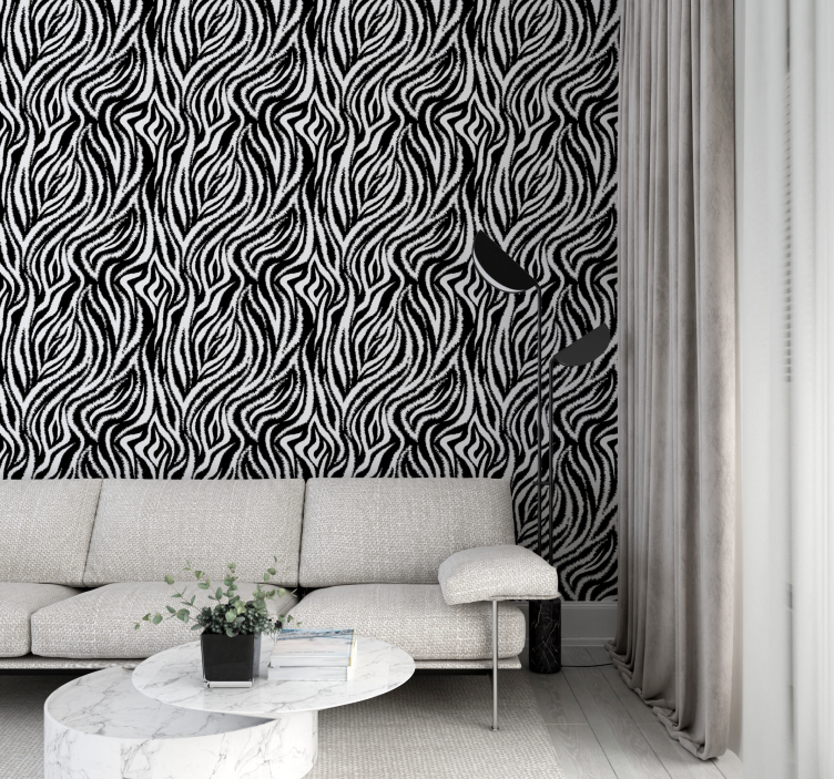 Zebra wallpaper with zebra swirls design - TenStickers