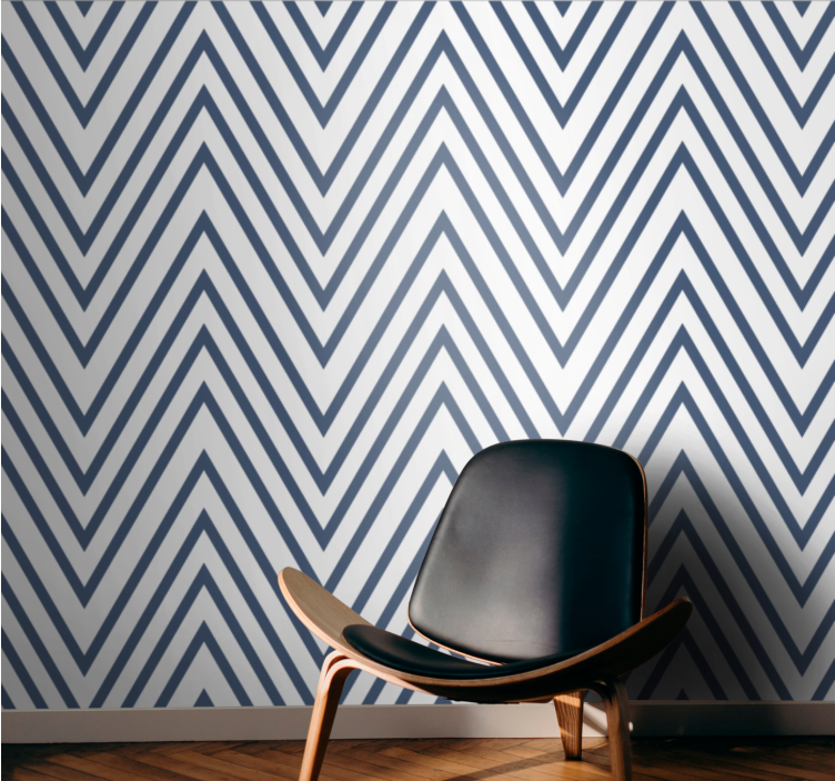 Zigzag blue pattern striped wallpaper - TenStickers