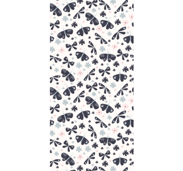Floral bow patterns butterfly wallpaper - TenStickers