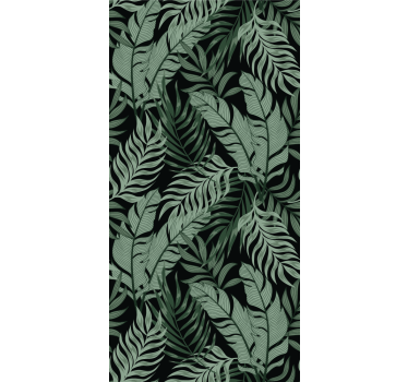 Leafy tropical black background jungle wallpaper - TenStickers