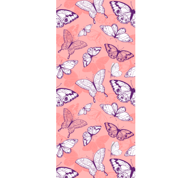 Flying pink motif butterfly wallpaper - TenStickers